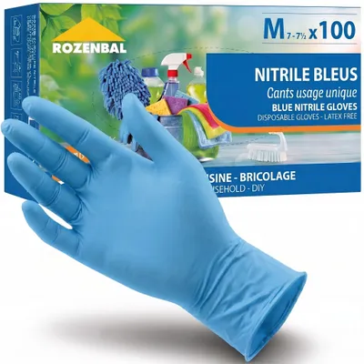 Produktbild von Rozenbal 12500 Einweg Nitrilhandschuhe Blau Größe M