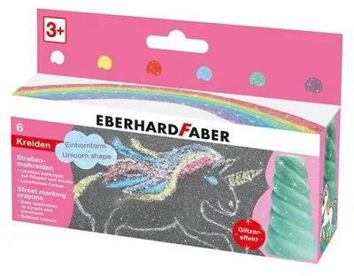 Krieda na asfalt, sada, EBERHARD FABER "Unicorn", 6 trblietavých farieb