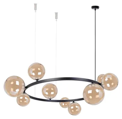 Obrázek produktu pro Lustr BOLERO v černé a jantarové barvě, 9xG9x12W, kov, rozměry: 150x92x92 cm, IP20, Sigma Lighting