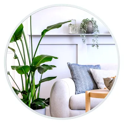 Produktbild von Dripex Rund Wandspiegel 50cm Weiß mit Aluminiumrahmen,dekorativer HD Wandspiegel