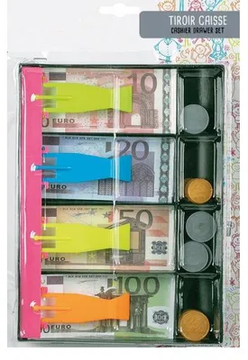 Image de Tiroir caisse avec pieces et billets euros - argent factice - jeu imitation marchande