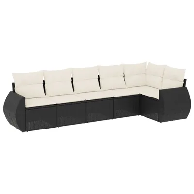 Produktbild von vidaXL 6-tlg. Garten-Sofagarnitur mit Kissen Schwarz Poly Rattan