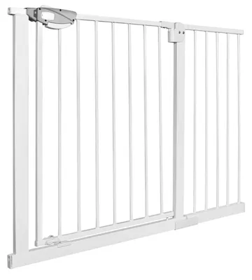 Produktbild von NAIZY Absperrgitter 105‑115 cm Druckmontage ohne Bohren mit 30cm Verlängerung 180° Zweiwegeöffnung Sicherheitsgitter für Welpe Haustier Tür Treppe Weiß