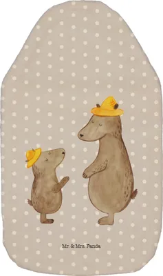 Produktbild von Mr. & Mrs. Panda Wärmflasche Bären mit Hut - Grau Pastell - Geschenk, Vatertag, Wärmflaschen Bezug, Wärmekissen, Vater, gummi, Bettflasche, Muttertag, Kinder, Familie