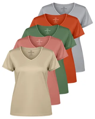 Productafbeelding van Real Essentials 5-pack: Dames sport-T-shirt met korte mouwen, V-hals, merklogo