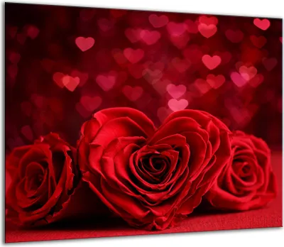 Produktbild von Herdabdeckplatten Glaskeramikkochfeld-Abdeckung Spritzschutz Glas 60x52cm Herz Rose