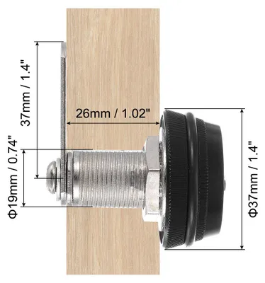 Produktbild von 1" Kombinations-Cam-Schloss, 2 Stš¹ck Aktenschrank-Schl?sser mit Kombinationspasswort-Codeschloss mit Zylinder Chrom fš¹r 0,4-0,8" dicke Holzschublade Briefkasten, Schwarz
