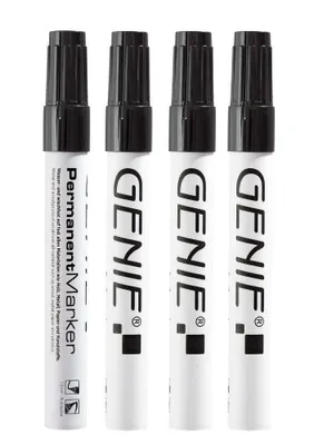 Produktbild von 4x GENIE Permanent Marker schwarz Set Permanentmarker Filzstifte wasserfest Stift
