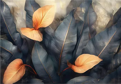 Produktbild von Fototapete Blätter Beton Natur - 300x210 cm - inklusive kleister - Vlies Tapete - Vliestapete Wohnzimmer Schlafzimmer Küche Modern Wandtapete