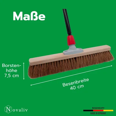Image de Novaliv Balai en coco 50 cm avec manche télescopique Balai en soie de coco Balai en soie naturelle avec manche Balai d'atelier Balai d'atelier Balai industriel Balai de maison Balai de peintre Balai à cheveux Balai de terrasse Balai souple