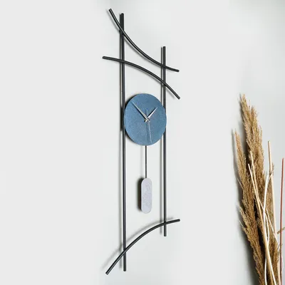 Immagine prodotto di Opviq, Ken - Blu, Orologio decorativo da parete in metallo, 100 % METALLO, Blu, 75 x 75 cm