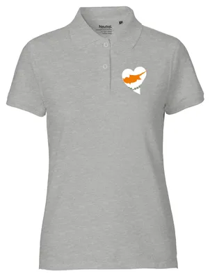Produktbild von Huuraa Damen Polo Shirt Zypern Flagge Herz XS Sport Grey Bio Baumwolle Fairtrade Poloshirt Geschenkidee