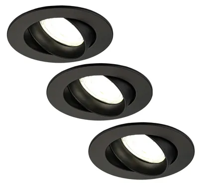 Produktbild von Ledvion 3er Set LED Einbaustrahler Rund Schwarz 3W dimmbar Neutralweiss