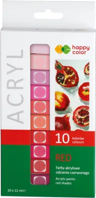 Produktbild von Acrylfarbe 12 ml, 10 Farben, rot, HAPPY COLOR
