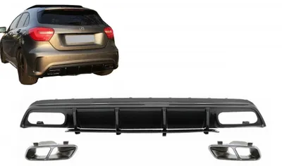 Produktbild von Stoßstange Diffusor Endrohre für Mercedes A-Klasse W176 13-18 A45 Facelift Look Carbonfolie.