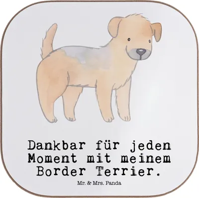 Produktbild von Mr. & Mrs. Panda Untersetzer für Gläser Border Terrier Moment - Weiß - Geschenk, Tasse, Coaster, Holzuntersetzer, gläseruntersetzer, bieruntersetzer