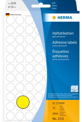 Obrázok produktu pre HERMA 2231, Žltá, Kruh, Celulóza, Papája, 32 listy, 11,1 cm, 17 cm