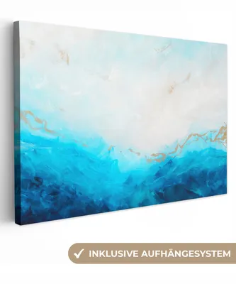 Obrázek produktu pro OneMillionCanvasses® - Obrazy na plátně - 140x90 cm, Barva - Moře - Modrá - Abstraktní - Zlatá, Nástěnné dekorace - Fotografie na plátně - Obraz na dřevěném rámu