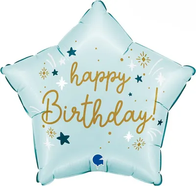 Produktbild von 18"/Ø46cm Folienballon Stern "Happy Birthday" Blau