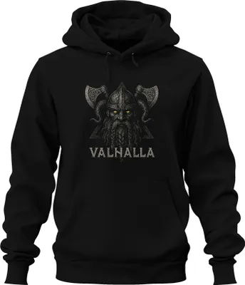 Obrázok produktu pre Valhalla Viking Warrior Odin Axe Norse Mythology Berserker Uni mikina s kapucňou, čierna, M