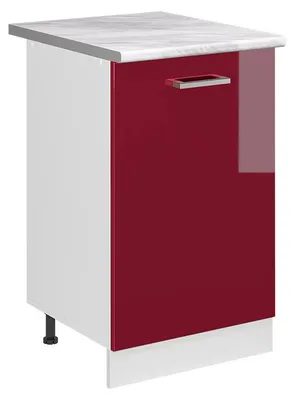 Immagine prodotto di Mobiletto base cucina Vicco R-Line Rosso lucido/Bianco 50 cm piano di lavoro Marmo, Model 70138