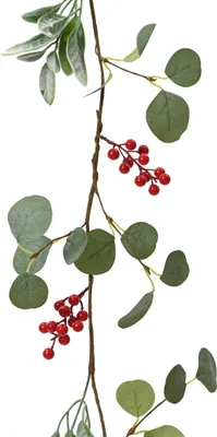 Produktbild von Künstliche Beerengirlande 1,5m mit Blättern und roten Beeren