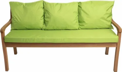 Zdjęcie produktu dla Poduszki na ławkę ogrodową ,Siedzisko 140x60x7 + oparcie 3x 56x50cm| Zestaw poduszek na sofę zewnętrzną limonkowy| Poduszki na huśtawkę dla 3 osób