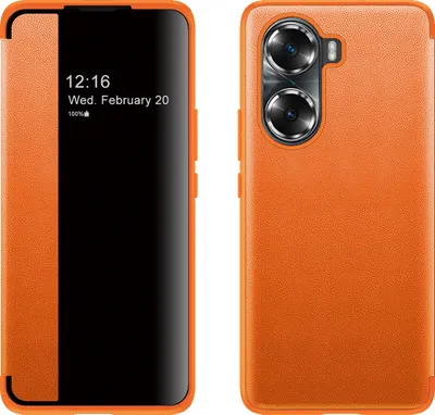 Produktbild von Honor 60 Pro Hülle, Schlank Kunstleder Klapp Ledertasche Schutzhülle für Honor 60 Pro Orange