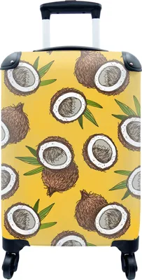 Produktbild von MuchoWow® MuchoWow® Koffer Handgepäck Trolley Rollkoffer Kleine Reisekoffer mit 4 Rollen - Kokosnuss - Hawaii - Tropisch - Blatt - Design - Cabin Size < 55x40x23 cm & 55x40x20 cm - Fotokoffer - Kabine