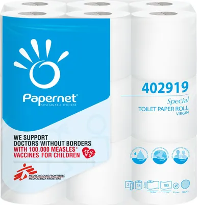Obrázok produktu pre Papernet 402919, 180 listy, Biela, Celulóza, 16,5 g/m², Papernet 403370, 19,8 m