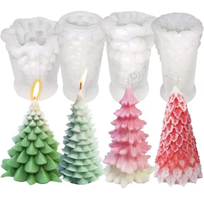 Produktbild von 4  Stück Weihnachtsbaum Silikonformen Gießformen Silikonform Weihnachten DIY Weihnachten Kerzenform