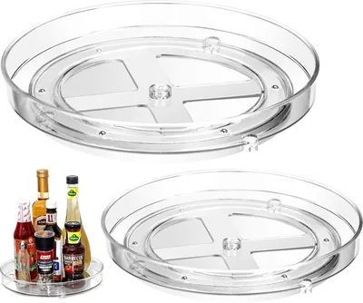 Produktbild von 2-teiliger Kühlschrank-Organizer, drehbare Schublade, Gewürzregal, 360° drehbar, für Küche, Kühlschrank, Kosmetikartikel, Gewürze und Aufbewahrungsbehälter - 2 Größen (ø: 23 & 27 cm)