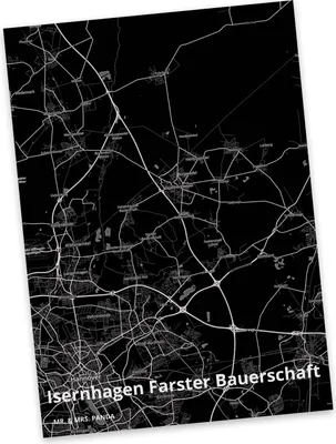 Produktbild von Mr. & Mrs. Panda Ansichtskarte Isernhagen Farster Bauerschaft - Geschenk, Kunstkarten, Postkarte, Grußkarte, Ansichtskarten, Stadt Dorf Karte Landkarte Map Stadtplan