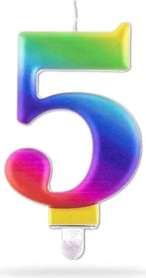 Obrázek produktu pro Svíčka Číslice "5" Zapichovací , 7,5Cm, Duhová