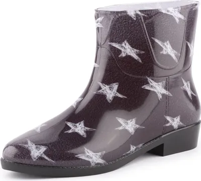 Produktbild von Ladeheid Damen Kurze Gummistiefel Stiefeletten bunt Regenschuhe wasserfest mit Muster LAZT201802 (Schwarze/Weiße Sterne 101M, 38 EU)