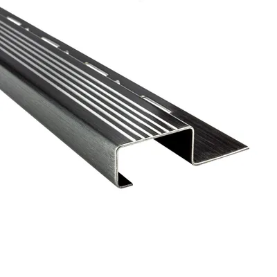 Produktbild von Edelstahl Stufenprofil Fliesen Treppen schwarz anthrazit gebürstet 2,5m 12mm