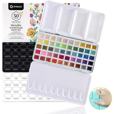 Produktbild von Aquarellfarben Set 50 Metallic Farben für Künstler und Hobbymaler
