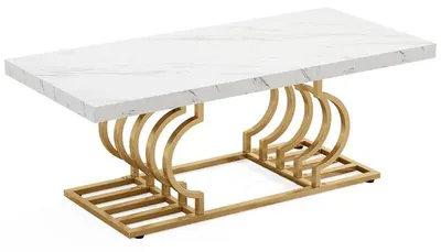 Obrázek produktu pro Konferenční stolek HOGA-C0733, 122,5 x 49,6 cm, bílo/zlatý