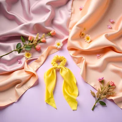 Produktbild von 2 Satin-Haargummis mit Schleife für Damen und Mädchen, elastisches Band für Pferdeschwanz und Haarschmuck