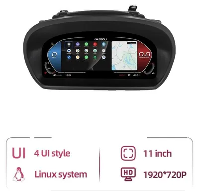 Produktbild von Digitales Instrumentencluster, 1920 x 720P Auflösung, Kompatibilität mit Luxusfahrzeugen, mit Carplay