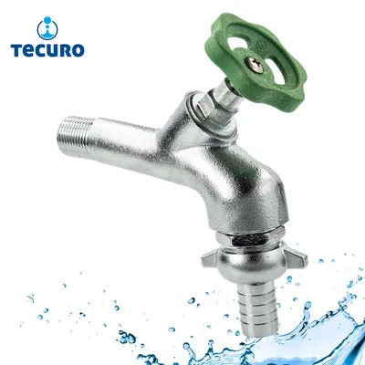 Produktbild von tecuro Auslaufventil 1/2 Zoll, Handrad-Oberteil, Schlauchtülle - Messing mattverchromt