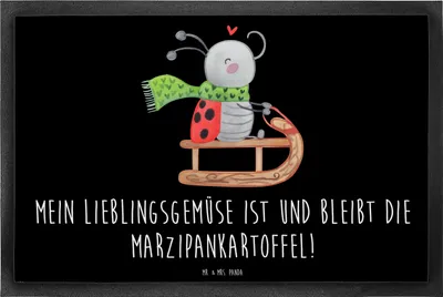 Produktbild von Mr. & Mrs. Panda Schmutzfangmatte Smörle Rodeln 40 x 60 cm - Schwarz - Geschenk, Marzipan, Winter, Schmutzmatte, Weihnachten, Schmutzfänger, Fussmatte, fußmatte, Türmatte