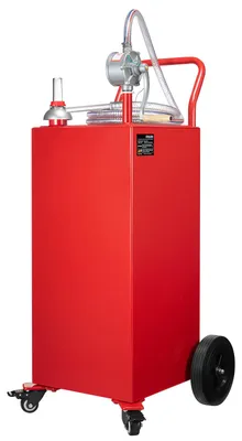 Zdjęcie produktu dla SucceBuy 150 L wózek na paliwo, mobilny zbiornik na benzynę i olej napędowy z ręczną pompą, zbiornik z 4 kółkami i 3-stopowym wężem, odpowiedni do pojazdów, kosiarek, quadów, łodzi, czerwony