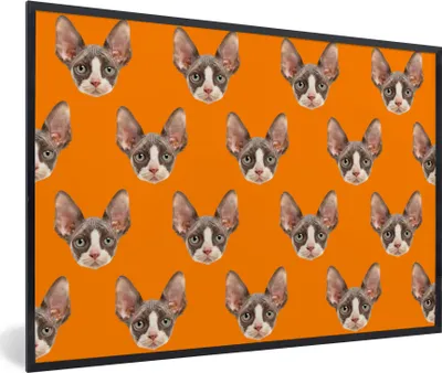 Produktbild von MuchoWow® MuchoWow® Gerahmtes Poster Tier - Orange - Muster 90x60 cm - Poster mit zchwarzem Bilderrahmen - Fotorahmen - Foto-Plakat