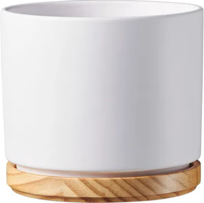 Produktbild von Blumentopf Soendgen Oslo Keramik Holz matt Ø 22 cm H 20 cm weiß