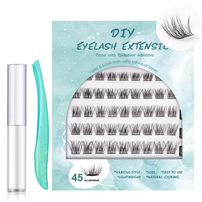 Image de Cils artificiels individuels avec colle, 45 paquets, recourbure C, longueur 10-16 mm