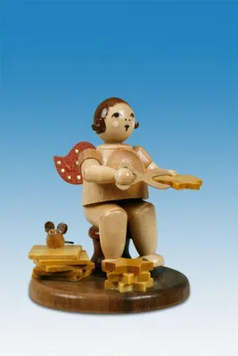 Produktbild von Holzfigur Sternbastelengel natur ohne Krone Höhe 6,5cm NEU