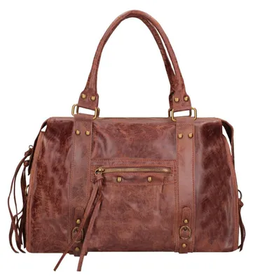 Produktbild von Elara Damen-Schultertasche aus echtem Wildleder Blau Italy Blue Jeans UNICA 41x28x13 cm