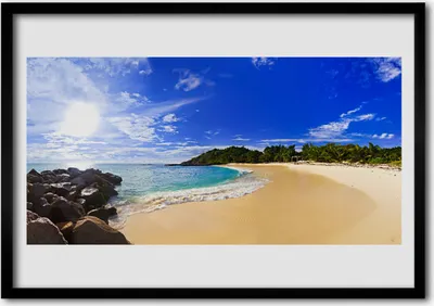 Produktbild von Bild 70x50 MDF-Rahmen Wandkunst Sonne, Meer, Strand Landschaft