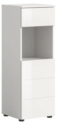 Produktbild von Vira Badschrank 1 Schublade 1 Tür 1 Fach weiß Hochglanz, weiß.